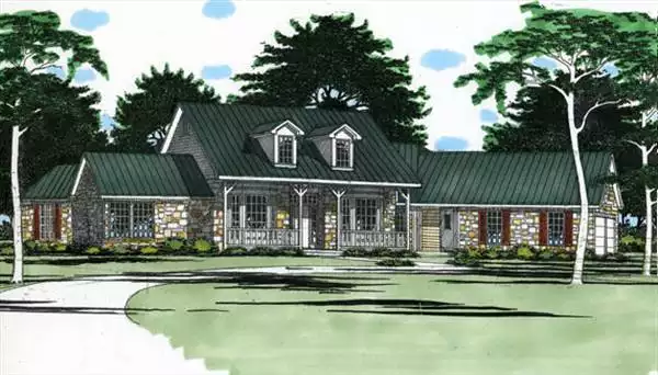 image of single story farmhouse plan 5417